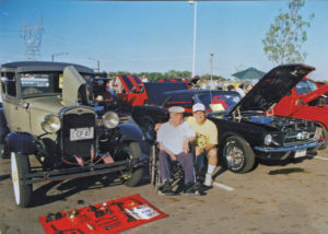 Orlando and Lonnie with the Model A — and Lonnie’s 1967 Ford Mustang — in the mid-1990s. (Photo: Lonnie Alonso)